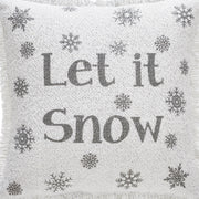 Yuletide Burlap Antique White Snowflake Let It Snow Pillow 12x12