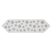 Yuletide Burlap Antique White Snowflake Runner 12x48