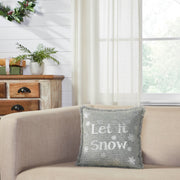 Yuletide Burlap Dove Grey Snowflake Let It Snow Pillow 12x12