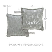 Yuletide Burlap Dove Grey Snowflake Let It Snow Pillow 12x12