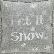 Yuletide Burlap Dove Grey Snowflake Let It Snow Pillow 12x12