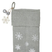 Yuletide Burlap Dove Grey Snowflake Stocking 12x20