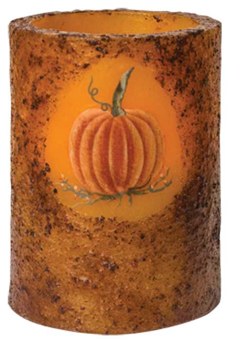 3" x 4" Pumpkin Timer Pillar - Burnt Mustard