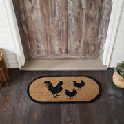 Down Home Rooster & Hens Coir Rug Oval 17x36