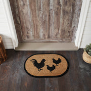 Down Home Rooster & Hens Coir Rug Oval 20x30