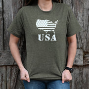 USA T-Shirt, Military Melange, Large
