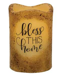 Bless This Home Pillar - Burnt Ivory