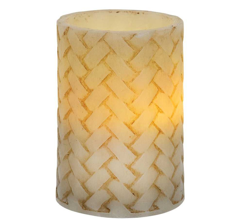 Basketweave Pillar Candle - 4"