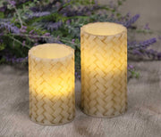 Basketweave Pillar Candle - 4"