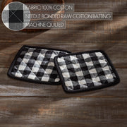 Annie Buffalo Check Black Pot Holder Set of 2 8x8