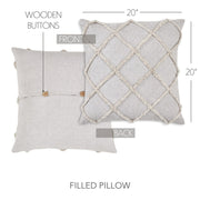 Frayed Lattice Oatmeal Pillow 20x20