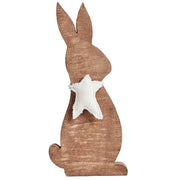 Wooden Bunny with Prim Burlap Star 13x6x1.5