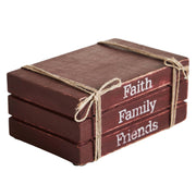 Faith Family Friends Faux Book Stack 2.5x6x4