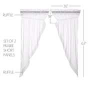 White Ruffled Sheer Prairie Short Panel Set 2 63x36x18