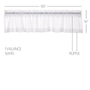 White Ruffled Sheer Valance 16x90