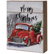 Merry Christmas Red Truck Box Sign