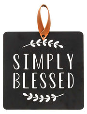 Simply Blessed Black Metal Cutout Plaque