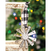 Sparkle Windmill Ornament with Black & White Buffalo Check Hanger