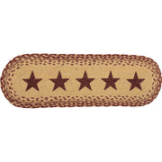 Burgundy Tan Jute Runner Stencil Stars 8x24