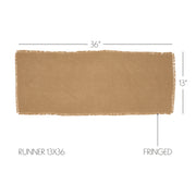 Burlap Natural Runner Fringed 13x36