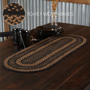 Black & Tan Jute Runner 13x36