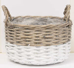 White Dipped Willow Bushel Basket Planters (Set of 3)
