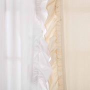 Muslin Ruffled Bleached White Prairie Long Panel Set of 2 84x36x18