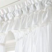 Muslin Ruffled Bleached White Prairie Short Panel Set of 2 63x36x18