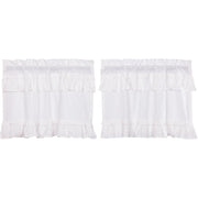 Muslin Ruffled Bleached White Tier Set of 2 L24xW36