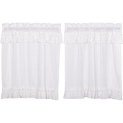 Muslin Ruffled Bleached White Tier Set of 2 L36xW36