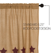 Burlap w/Burgundy Stencil Stars Prairie Swag Set of 2 36x36x18