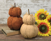 Mini Cream Chenille Pumpkin Stack