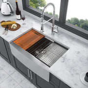 33 Inch Farmhouse Kitchen Sink Stainless Steel 16 gauge Apron Front basin with workstation