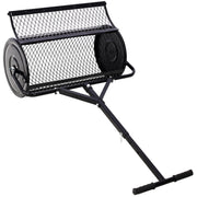 Peat Moss Spreader 24inch,Compost Spreader Metal Mesh,T shaped Handle for planting seeding,Lawn and Garden Care Manure Spreaders Roller,heavy duty balck