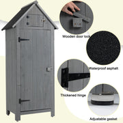 30.3"L X 21.3"W X 70.5"H Outdoor Storage Cabinet Tool Shed Wooden Garden Shed Gray