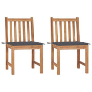 Patio Chairs 2 pcs with Cushions Solid Teak Wood