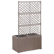 Trellis Raised Bed with 2 Pots 22.8"x11.8"x42.1" Poly Rattan Brown
