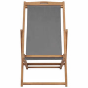 Folding Beach Chair Solid Teak Wood Gray