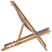 Folding Beach Chair Solid Teak Wood Gray