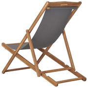 Folding Beach Chair Solid Teak Wood Gray