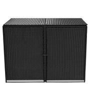 Double Wheelie Bin Shed Poly Rattan Black 58.3"x31.5"x43.7"