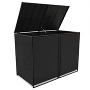 Double Wheelie Bin Shed Poly Rattan Black 58.3"x31.5"x43.7"