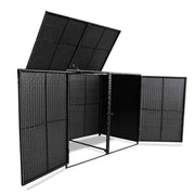 Double Wheelie Bin Shed Poly Rattan Black 58.3"x31.5"x43.7"