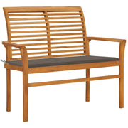 Patio Bench with Taupe Cushion 44.1" Solid Teak Wood