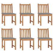 Patio Chairs 6 pcs with Cushions Solid Teak Wood