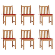 Patio Chairs 6 pcs with Cushions Solid Teak Wood