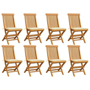 Patio Chairs with Cream Cushions 8 pcs Solid Teak Wood