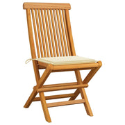 Patio Chairs with Cream Cushions 8 pcs Solid Teak Wood