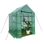 Green House 56" W x 56" D x 76" H,Walk in Outdoor Plant Gardening Greenhouse 2 Tiers 8 Shelves - Window and Anchors Include(Green)-dk