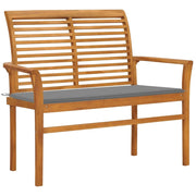 Patio Bench with Gray Cushion 44.1" Solid Teak Wood